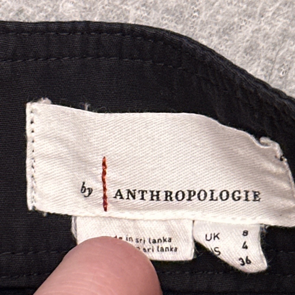 Anthropologie Wide Leg Ankle Pants Womens 4 Black High Rise 100% Cotton EUC - Picture 3 of 11